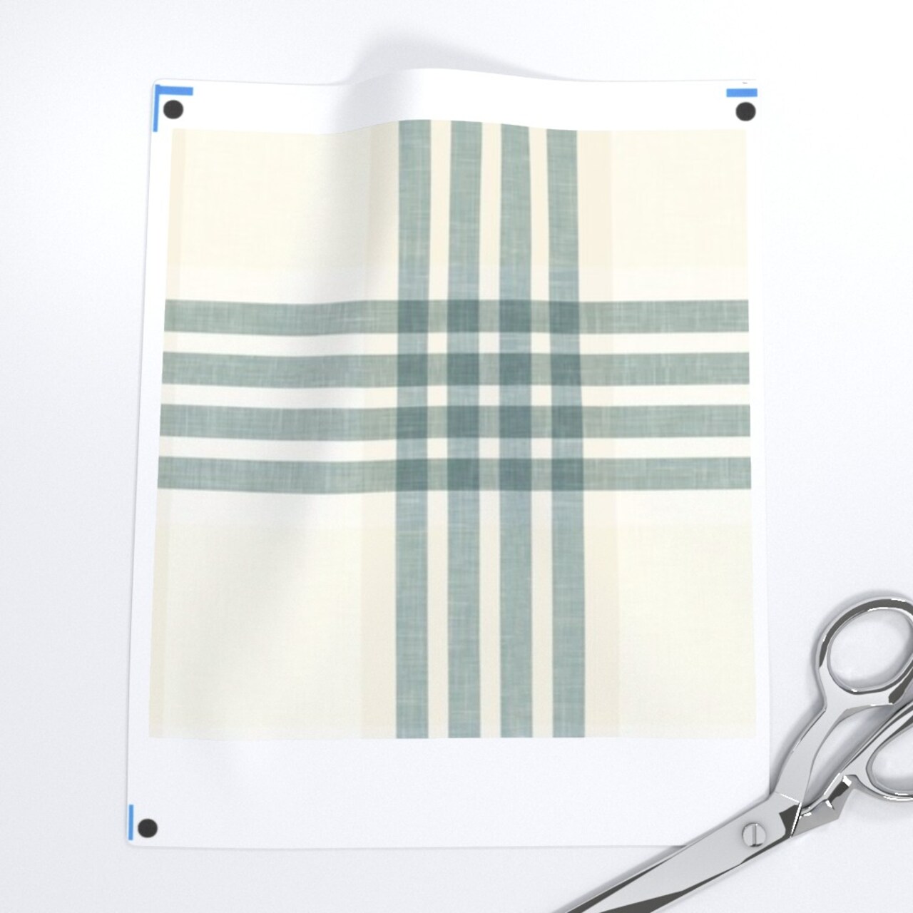 Preppy Traditional Classic Plaid Cabincore Blue Khaki Neutral Beige Lines Summer Cabin Lake House Lodge Modern Farmhouse Rustic Country Vintage Custom Printed Fabric by Spoonflower Various Fabrics by the Yard or Fat Quarter